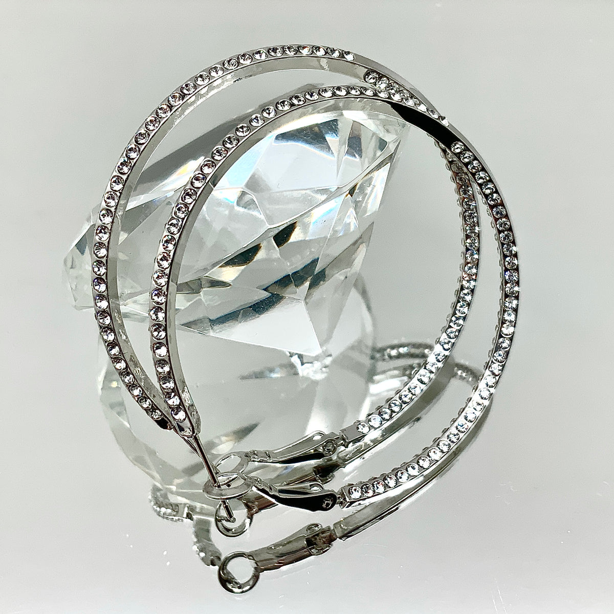 Premium Crystal Medium Inside Out Hoop Earring 1.5"