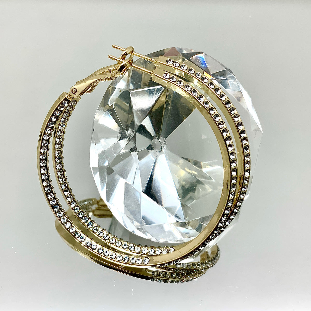 Premium Crystal Medium Inside Out Hoop Earring 1.5"