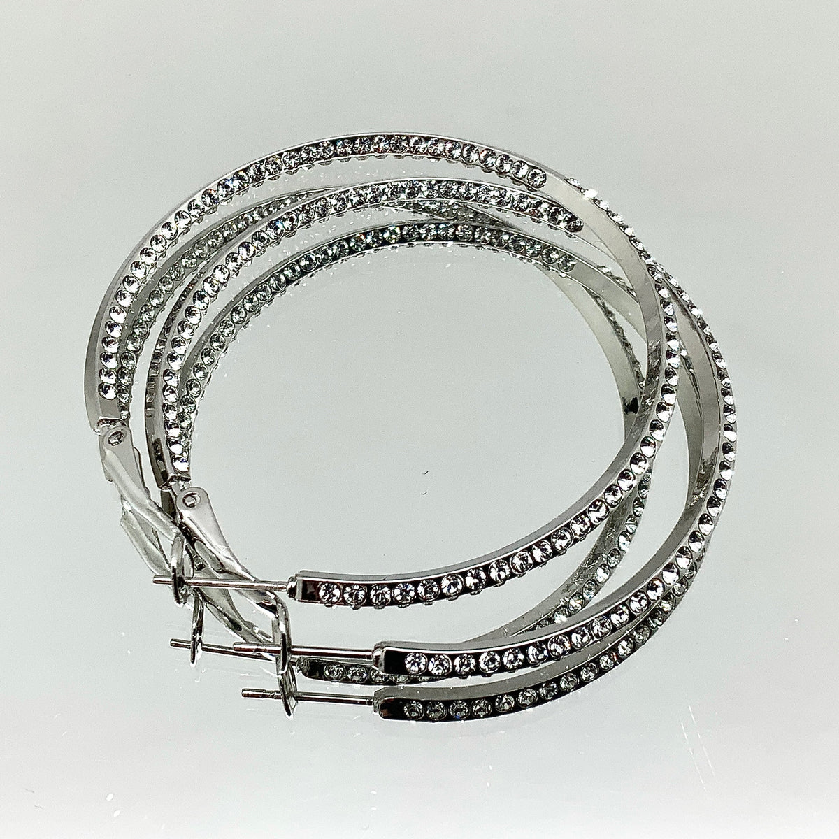 Premium Crystal Medium Inside Out Hoop Earring 1.5"