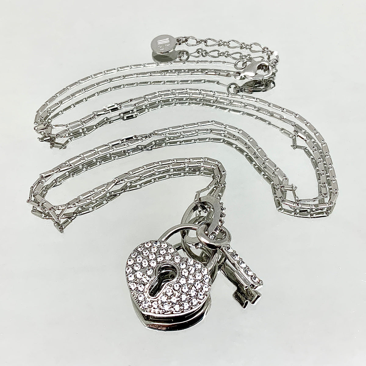 Premium Crystal Heart Lock and Key Necklace