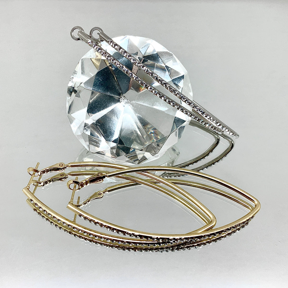 Premium Crystal Large V Shape Earrings