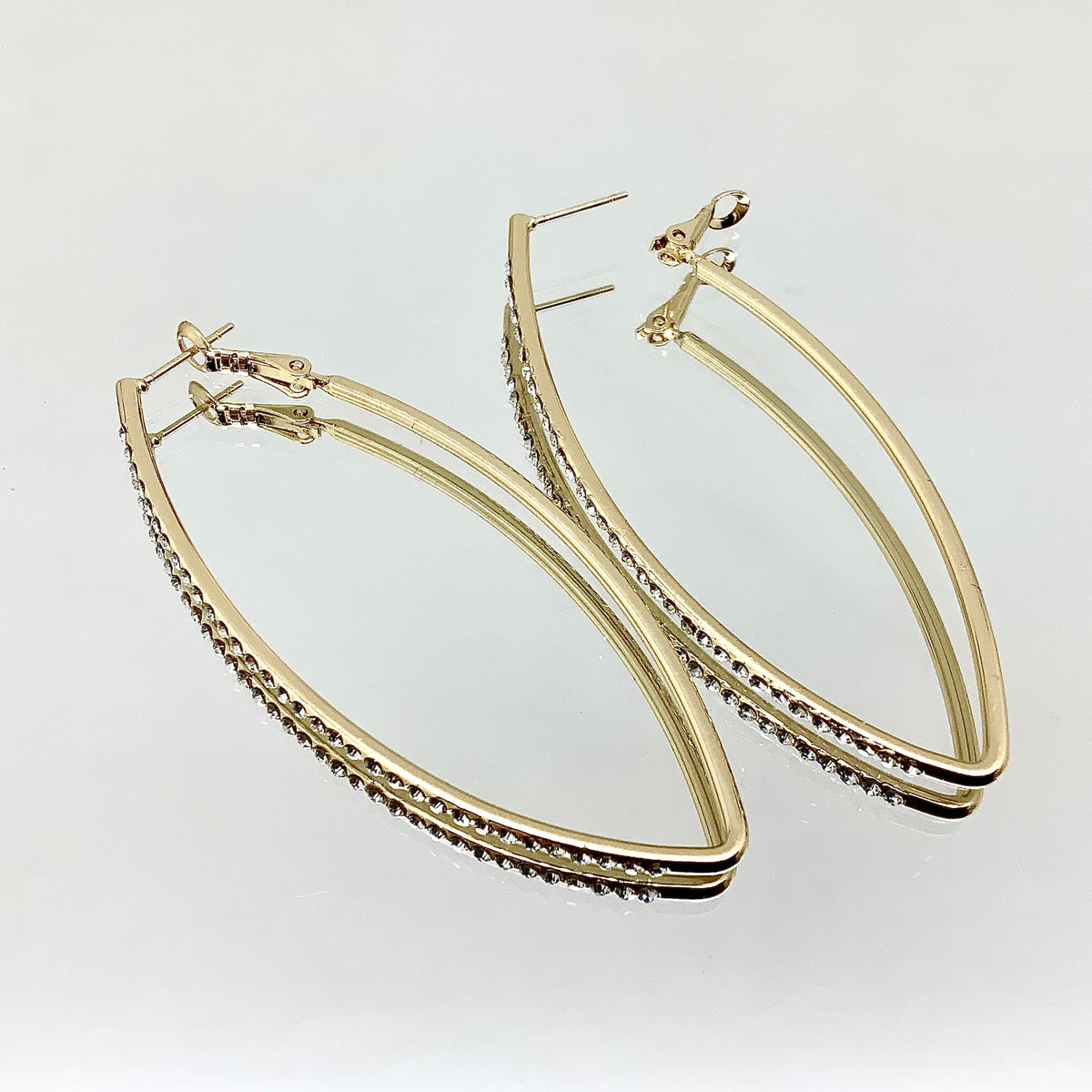 Premium Crystal Large V Shape Earrings