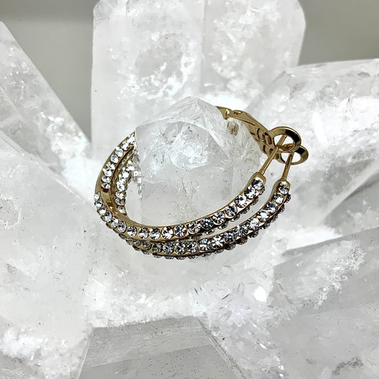Premium Crystal Small Inside Out Hoop Earring 1.25"