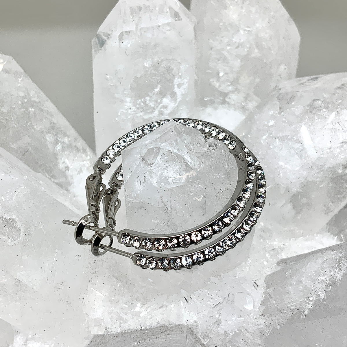 Premium Crystal Small Inside Out Hoop Earring 1.25"