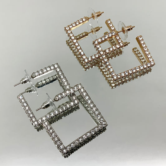Premium Crystal Square Earrings