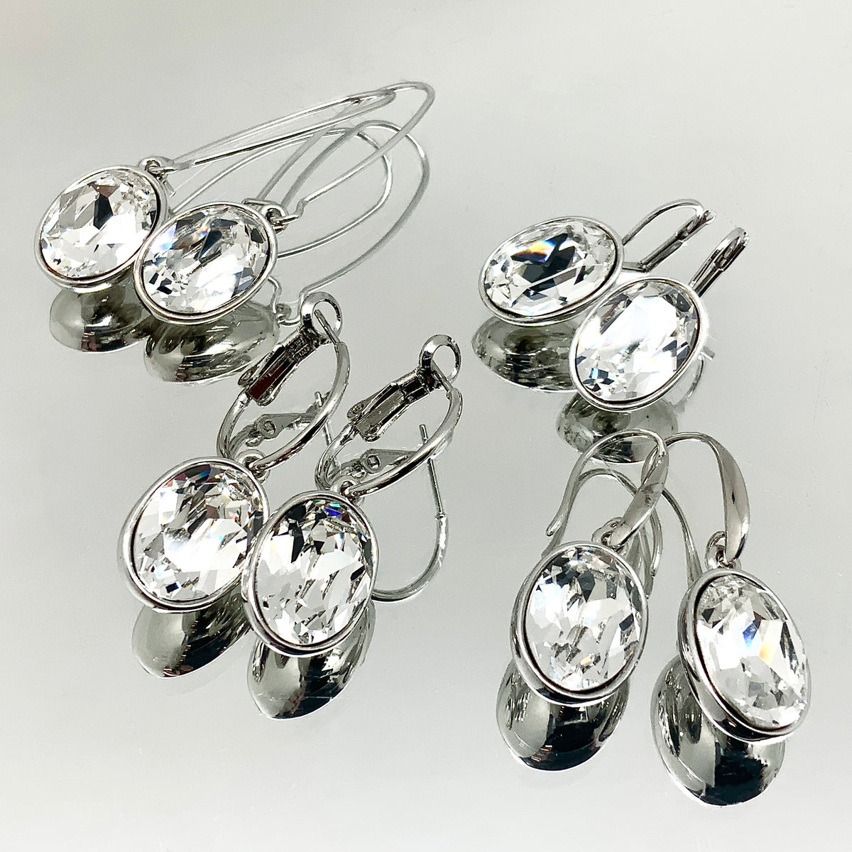Oval Cut Crystal Earrings