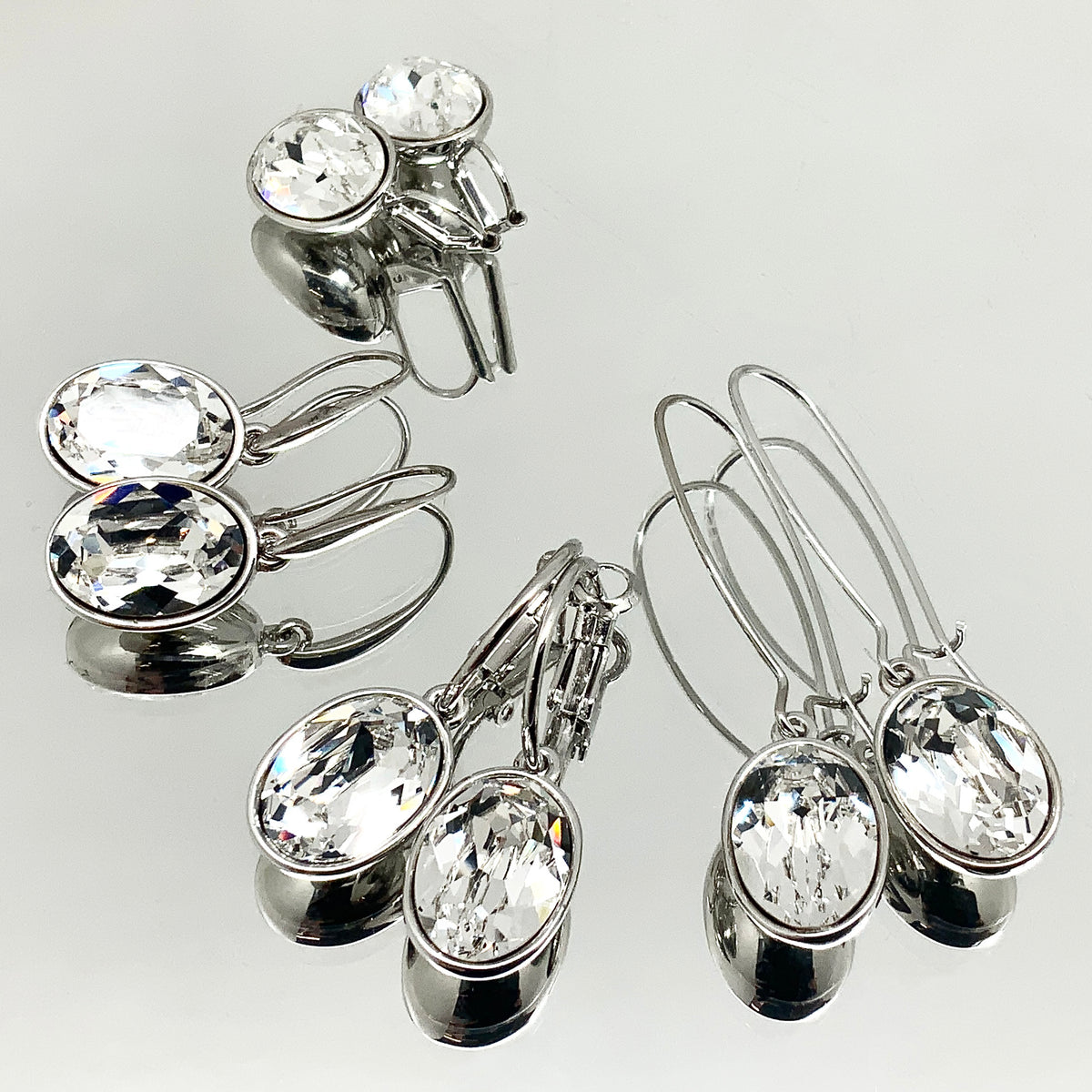 Oval Cut Crystal Earrings