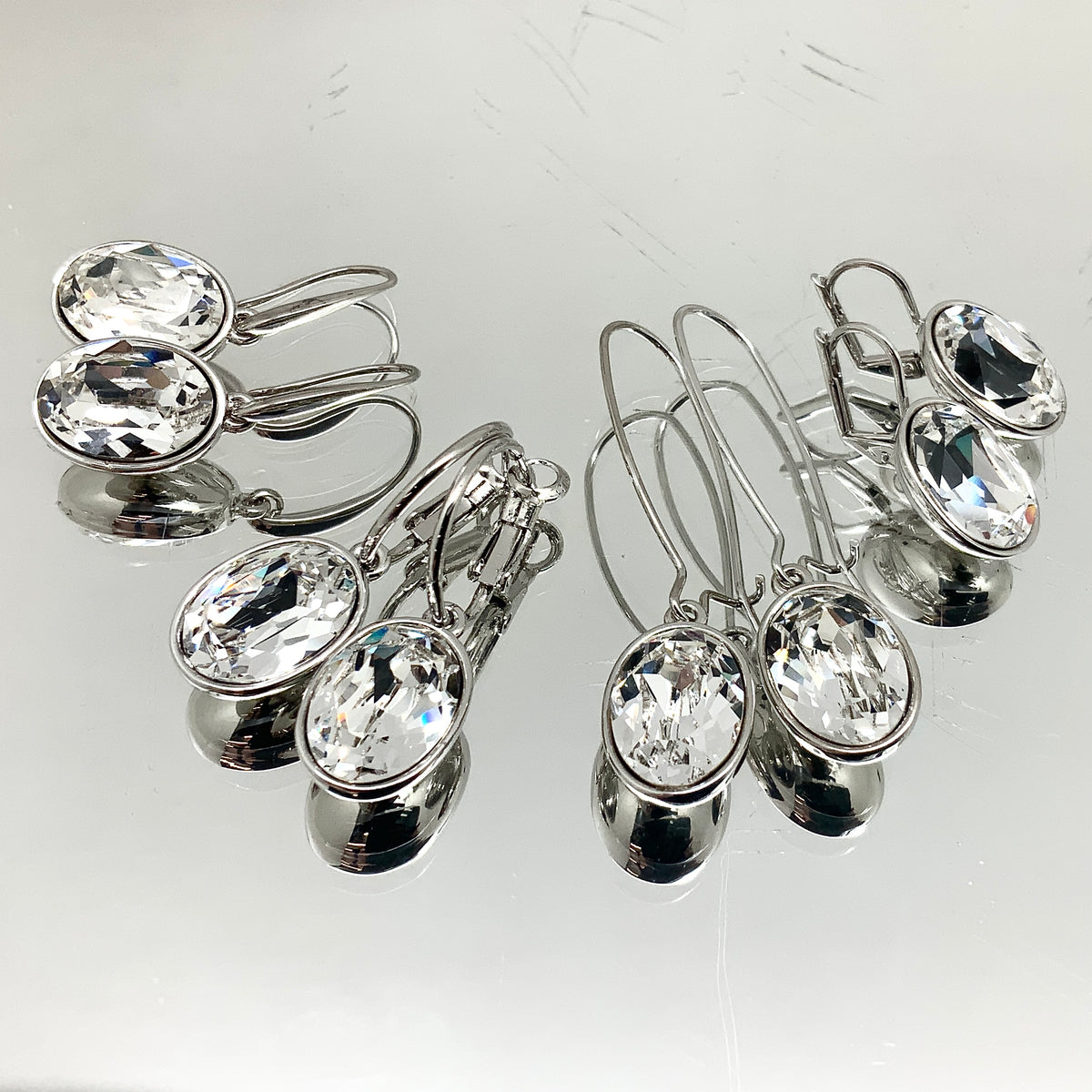 Oval Cut Crystal Earrings