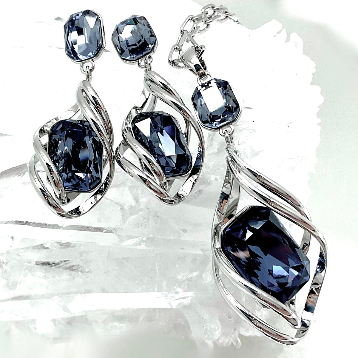 Emerald Cut Premium Crystal Set