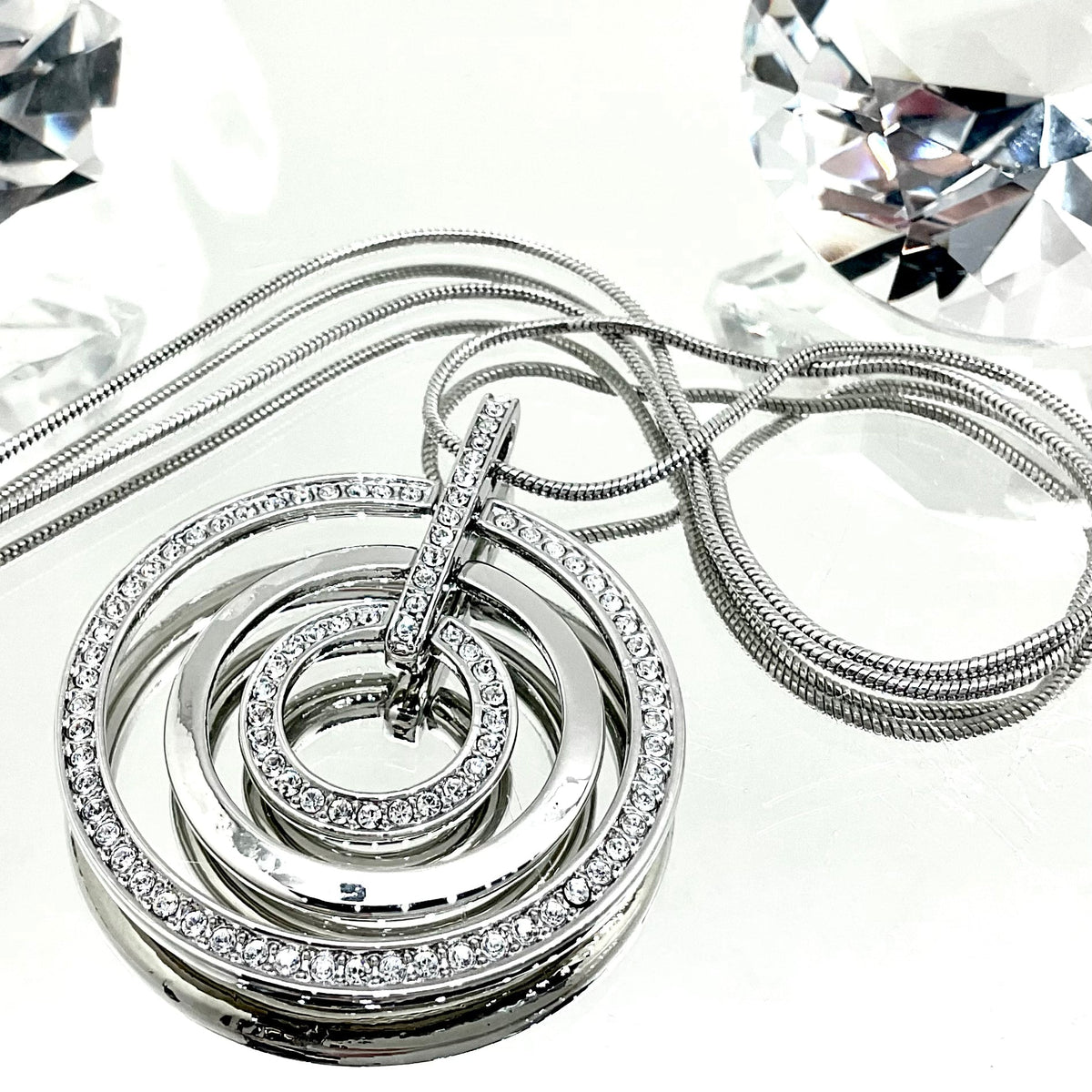 Round Three-Layer Crystal Pendant Necklace