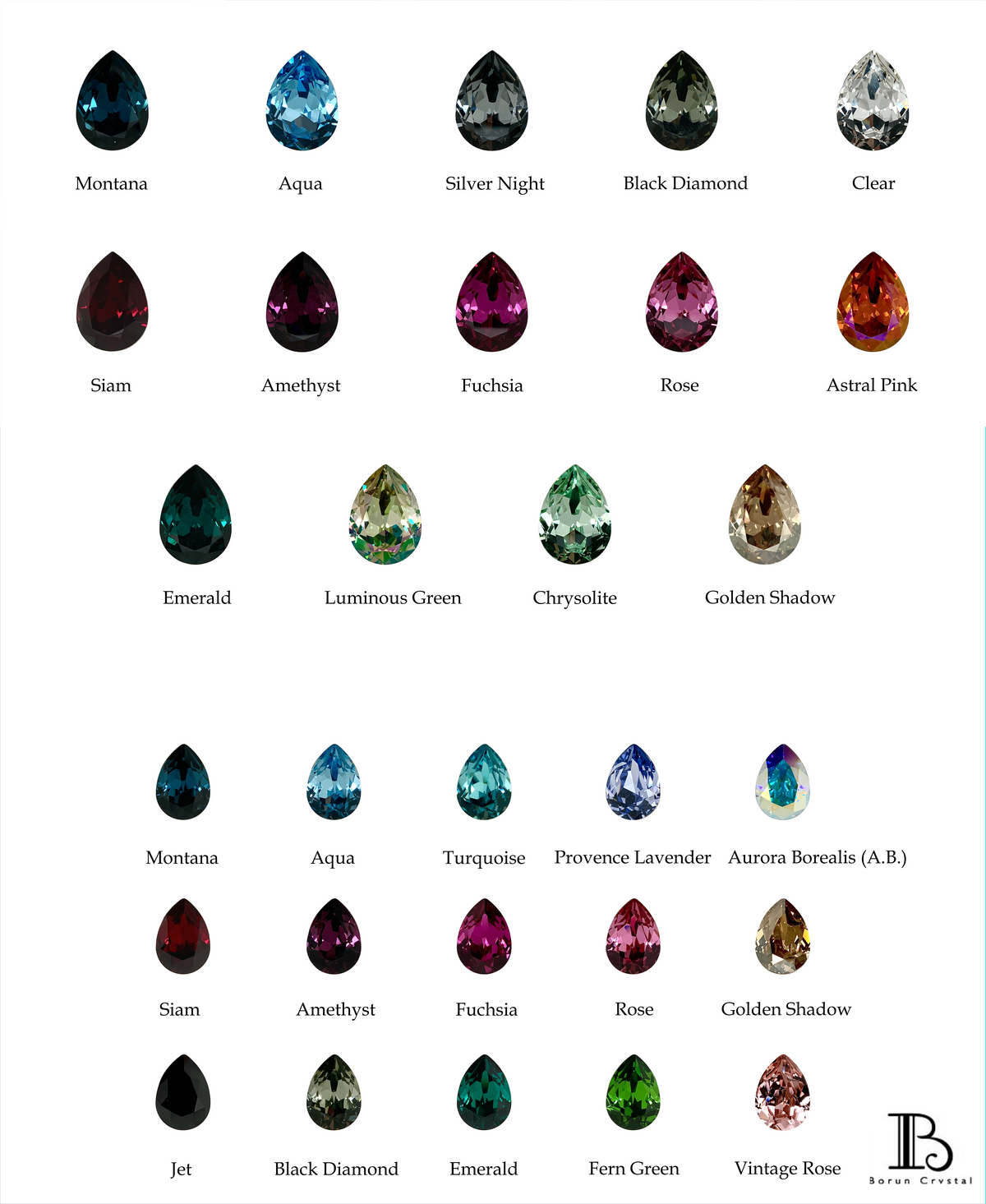 Teardrop Cut Premium Crystal Set