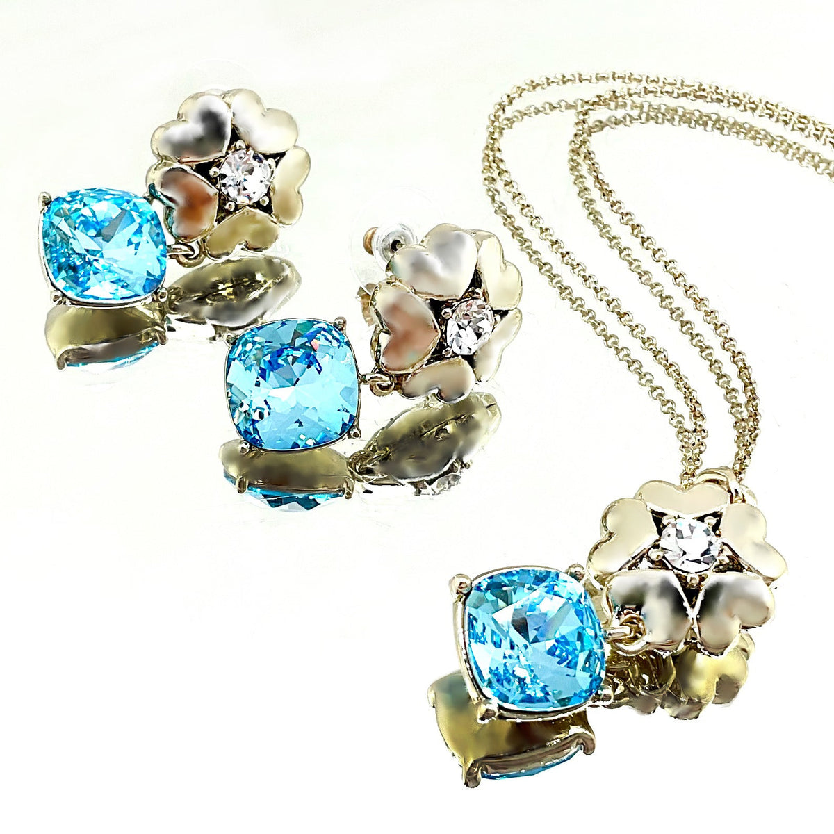 Cushion Cut Flower Crystal Set