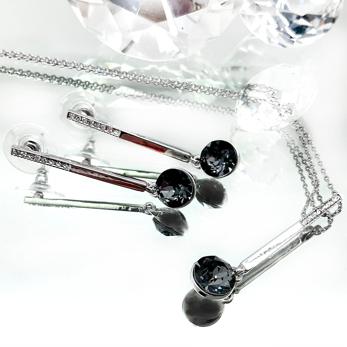 Small Diamond Cut Crystal Drop Set