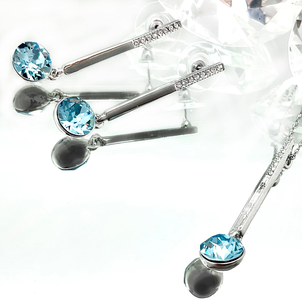 Small Diamond Cut Crystal Drop Set
