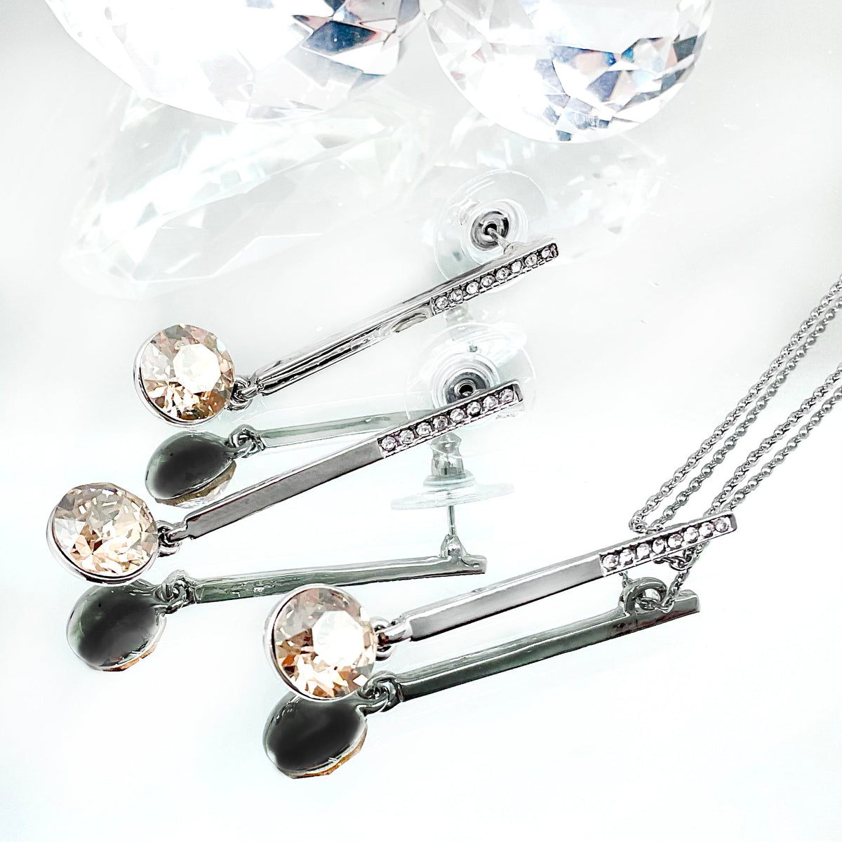 Small Diamond Cut Crystal Drop Set