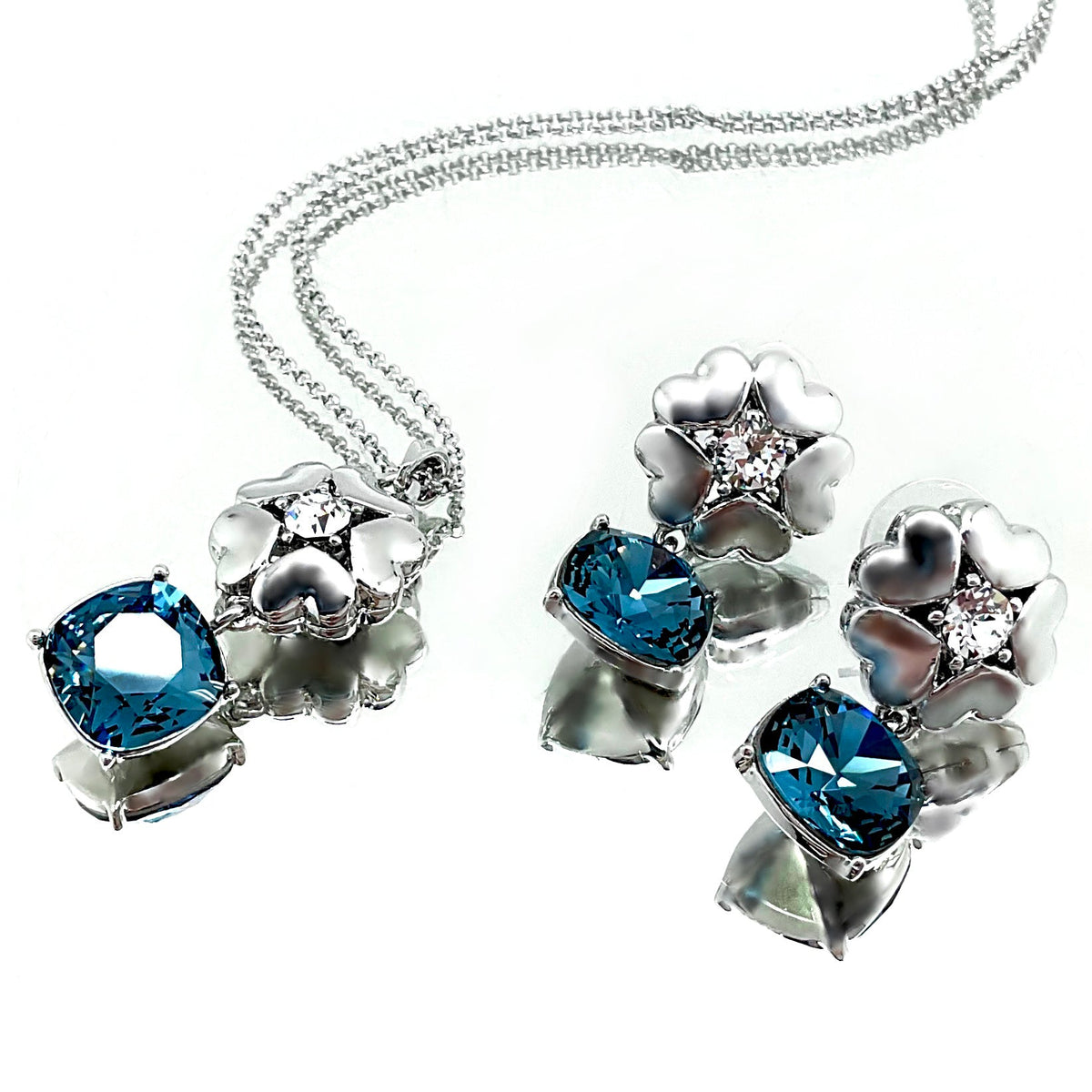 Cushion Cut Flower Crystal Set