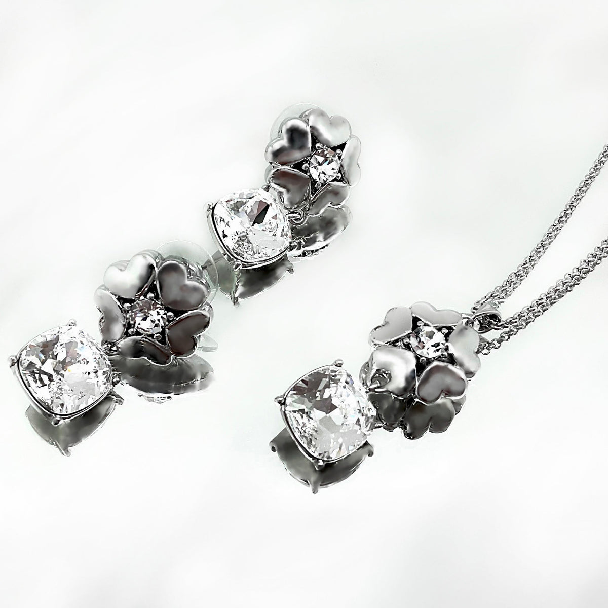 Cushion Cut Flower Crystal Set