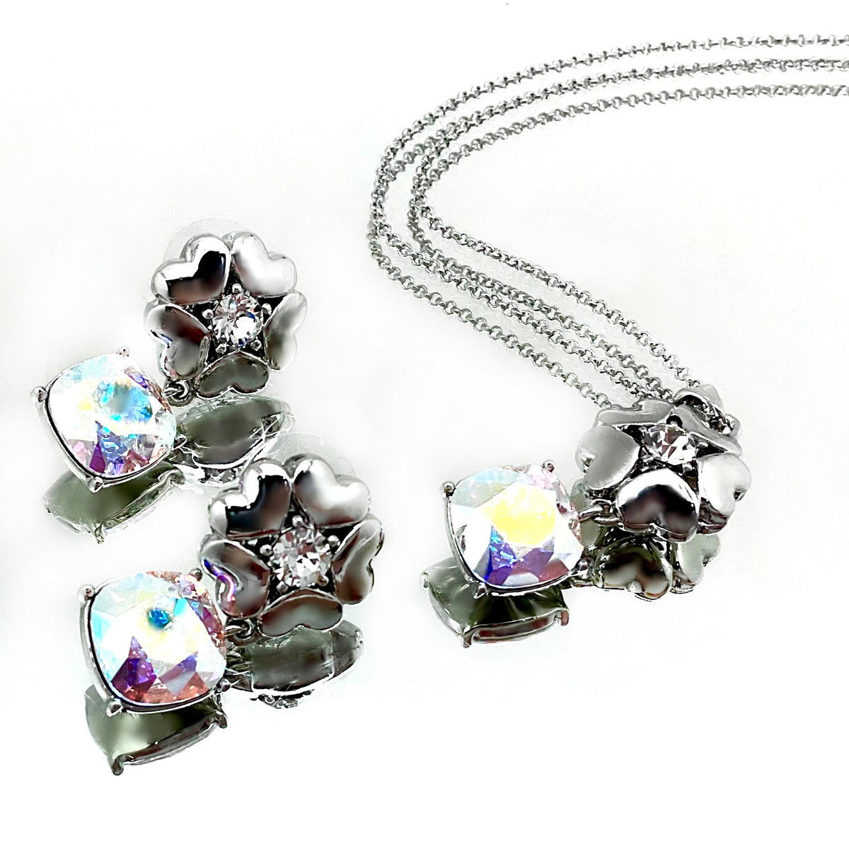 Cushion Cut Flower Crystal Set