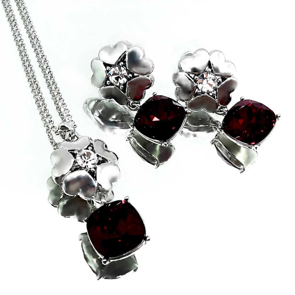 Cushion Cut Flower Crystal Set